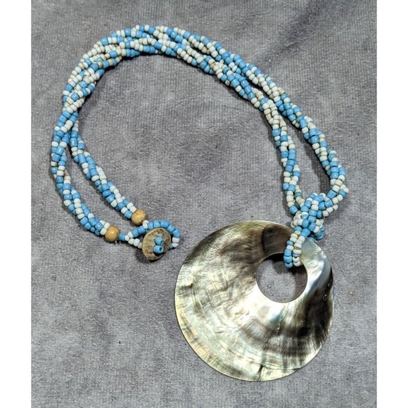 Vintage Beachy Mermaidcore Shell And Glass Bead Necklace - Picture 6 of 6